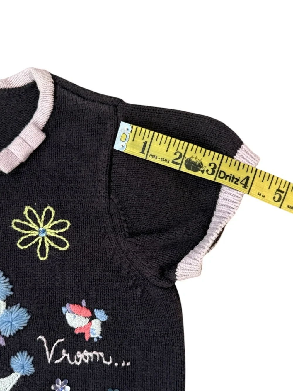 Vintage 2003 Gymboree Dog Scooter Embroidered Floral Cotton Knit Sweater 5 Y2K